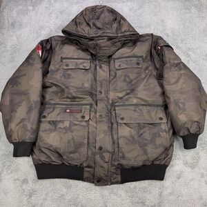 Canada Weathergear Bomber Jacket Men's 2XL Dark Green Camo Insulated Hooded